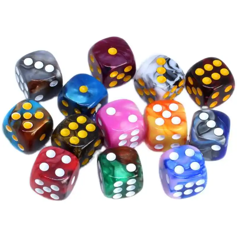 10pcs/lot D6 Dice Set Round Corner 6-Sided 16mm Acrylic Dice for DND RPG Entertainment Party Roleplaying Table Board Games Dice