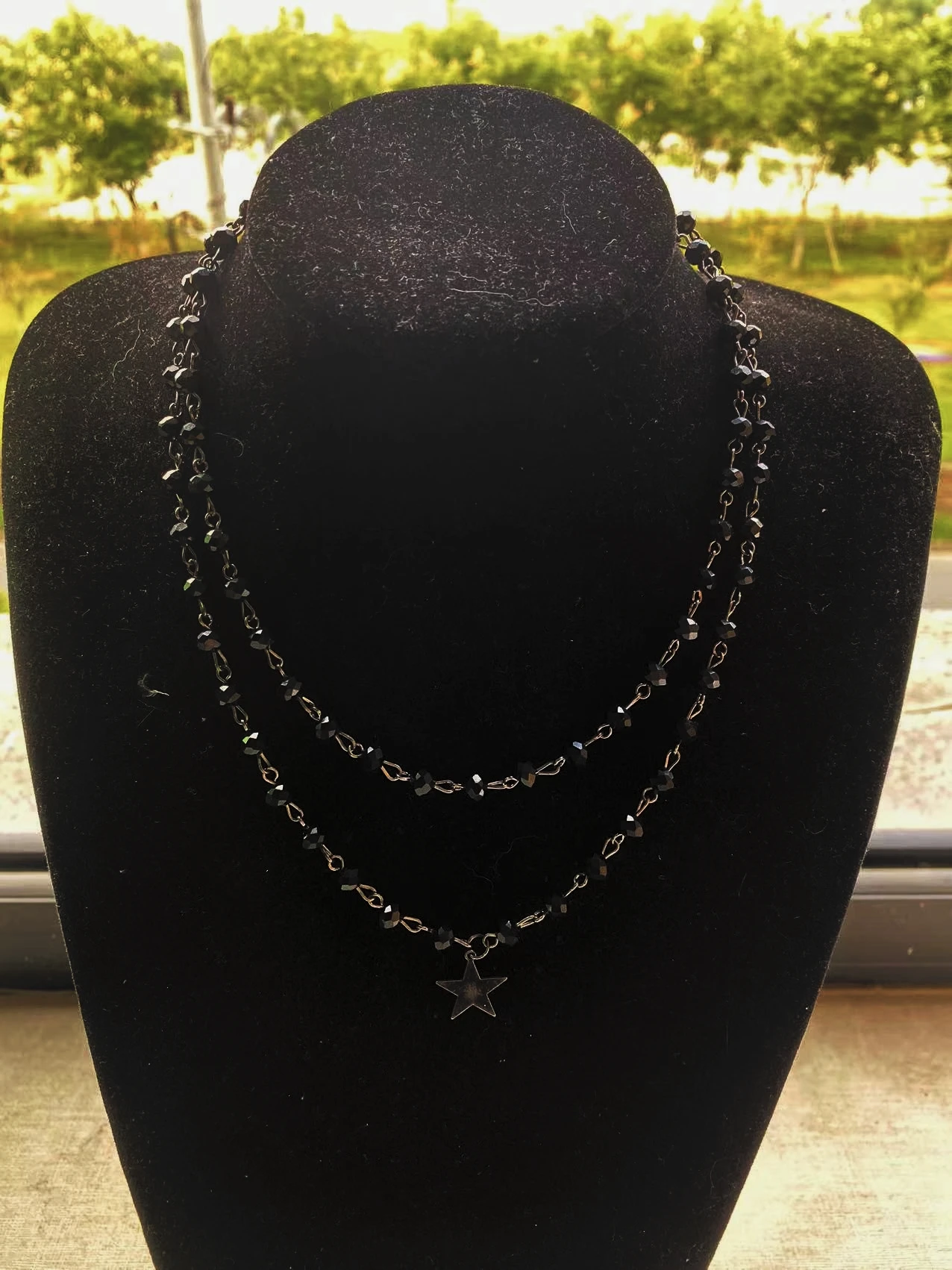 MIDNIGHT STAR Gunmetal Black Star CHOKER * Choose Single or Double Choker * Black Star Necklace * Edgy * All Black Necklace