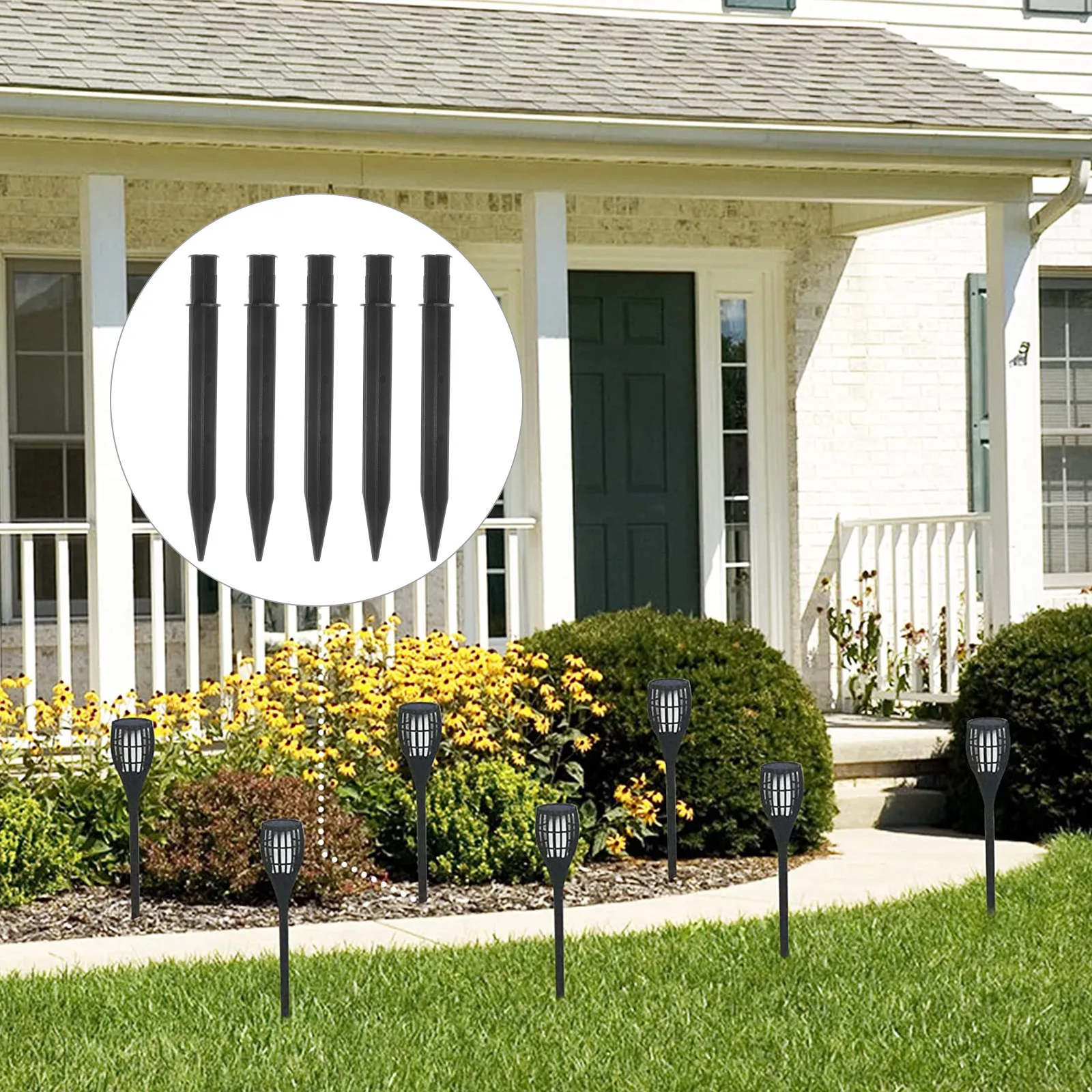 8 Piquets de Fixation pour Lampes Solaires de Jardin – Piquets de Remplacement en Plastique Premium pour Pelouse, Cour, Allée, Support de Lampe Extérieure Résistant aux Intempéries