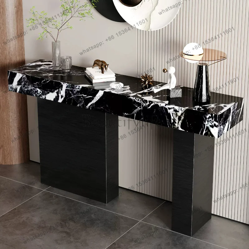 LD Premium Light Luxury Entryway Entrance Table Simple Foyer Entry High-end Stainless Steel Console Tables Display Stand