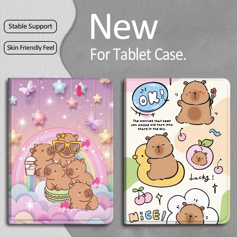 

Capybara Cartoon Cute Gift For Apple iPad Pro Air 13 2 7th 6th 2025 M2 M3 M4 M512.9 13 inch Foldable Tablet Case