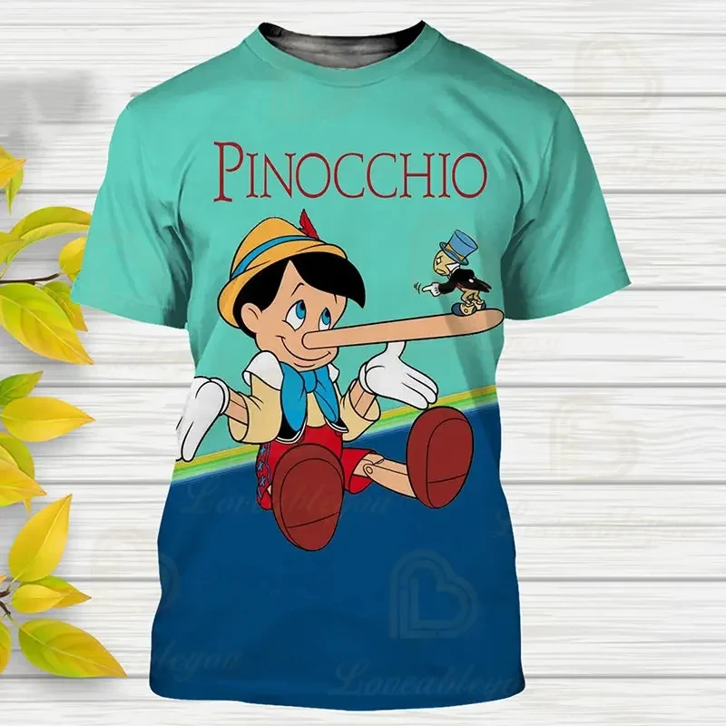 2024 New Cartoon T-Shirts Pinocchio Anime 3D Print Men Women Fashion T Shirt Boy Girl Tees Tops Clothing 