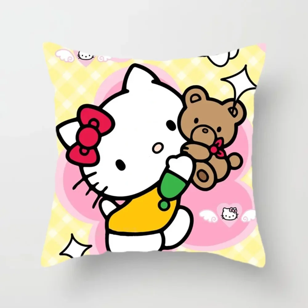 Anime Cute Cartoon Hello Kitty Pillowcase Girly Pillowcase Living Room Sofa Cushion Cover Home Bedroom Kawaii Room Decoration