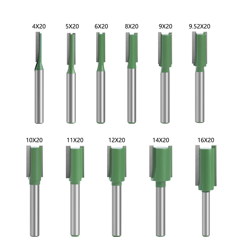 LAVIE 11pcs 6mm Shank Single Double Flute Straight Bit Milling Cutter for Wood Tungsten Carbide Router Bit Woodwork MC06020T11