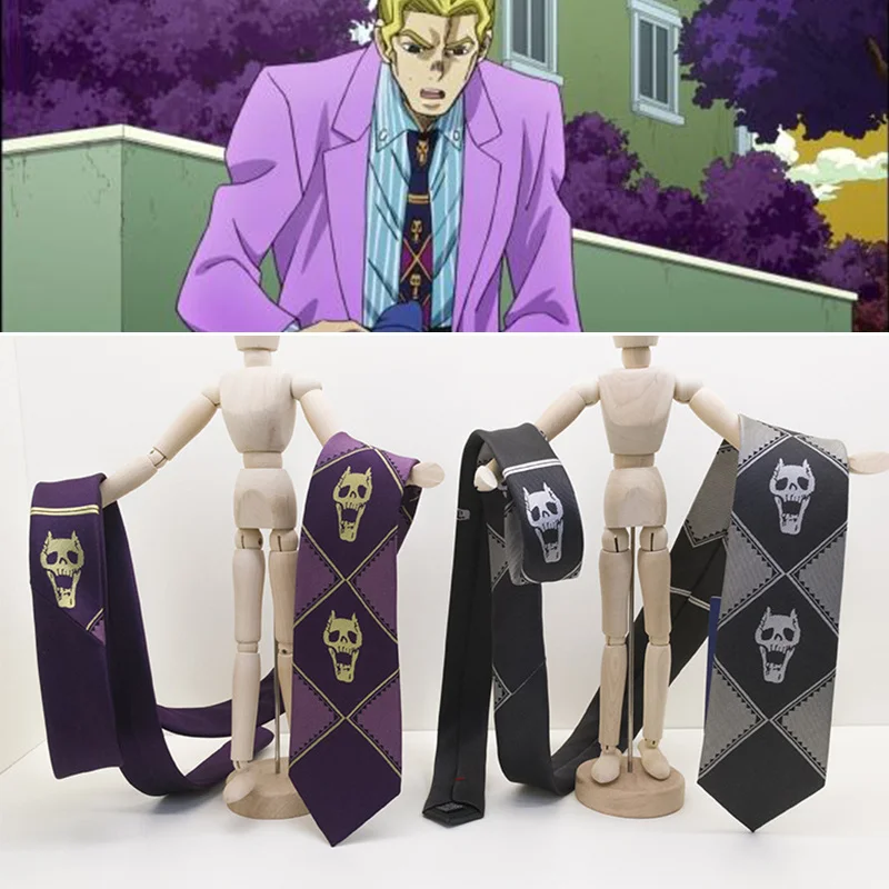 

Anime JoJo's Bizarre Adventure Kira Yoshikage Cosplay Necktie Unisex Tie Skull Neck Heavens Door Cosplay Costume Prop