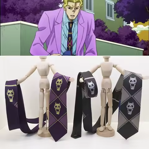 Anime JoJo's Bizarre Adventure Kira Yoshikage Cosplay Necktie Unisex Tie Skull Neck Heavens Door Cosplay Costume Prop