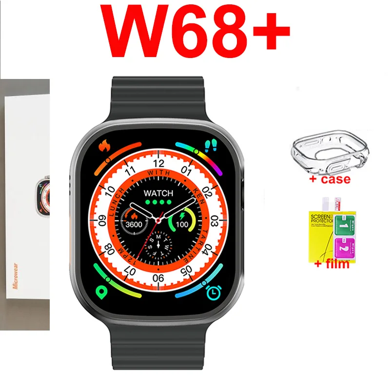 Microwear W68 Plus Smart Watch 49mm 2.2\'\' BT Call NFC GPS Tracking ECG W68+ Voice Assistant Sports Smart Watch Men Women