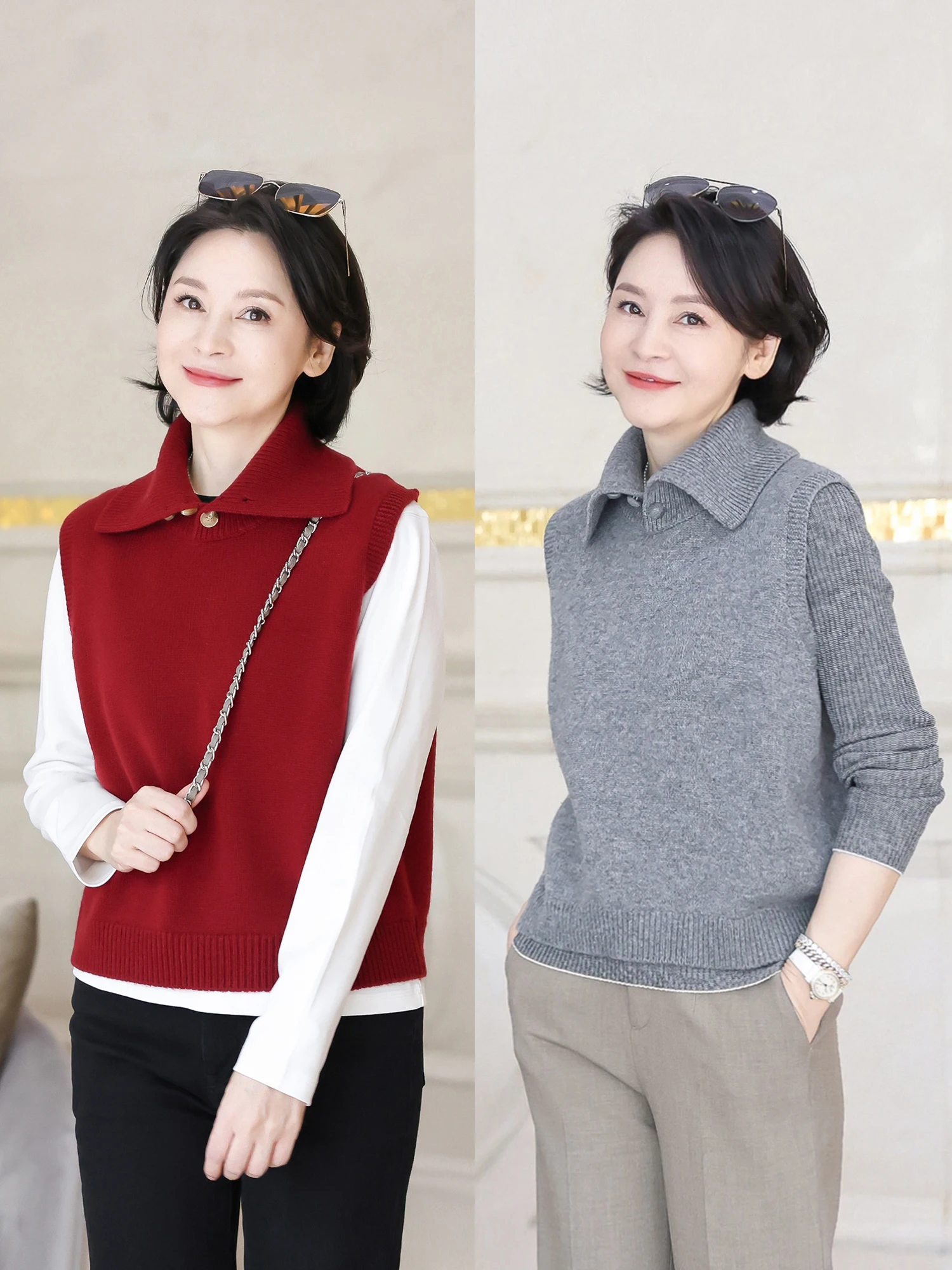 

Versatile Magic Knitted Vest 90 Wool 0 Camere Commute Sle Straight Cut Long Sve Collar Color Regular Thi...