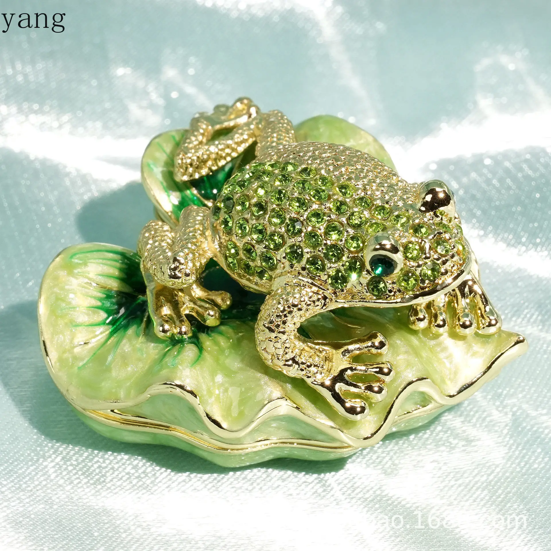 CX Metallic Enamel Jewelry Box Lotus Frog Prince Ornament