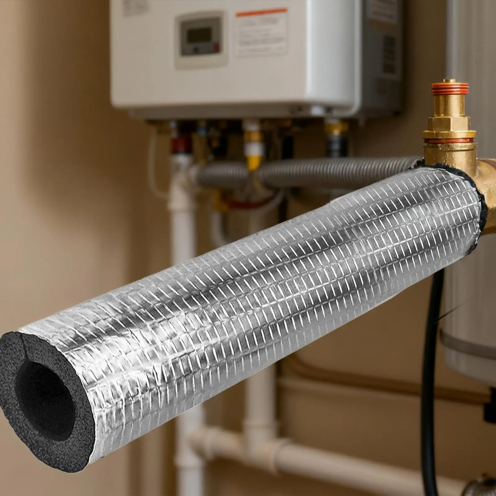 

Pipe Insulation Foam 10 Pieces Pre-Slit Adhesive Pipe Wrap Insulation Foam Tube For Hot Water Heater Air Conditioner Courtyard