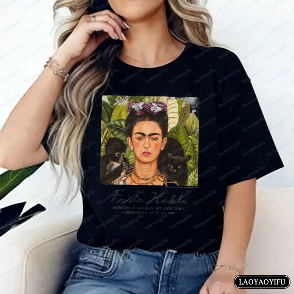 Frida Kahlo T-Shirt MoMA 1991 Exhibition Graphic Tops Mexican Art Casual Cotton Tee Trend Classics Ropa Mujer Clothes for Women view 4