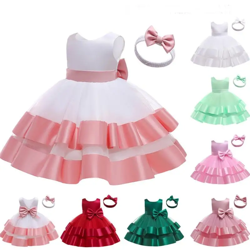 Baby girl dress 0-5Y baby christmas bow dress princess dress sequin cake dress net gauze tutu girl dress birthday party dress