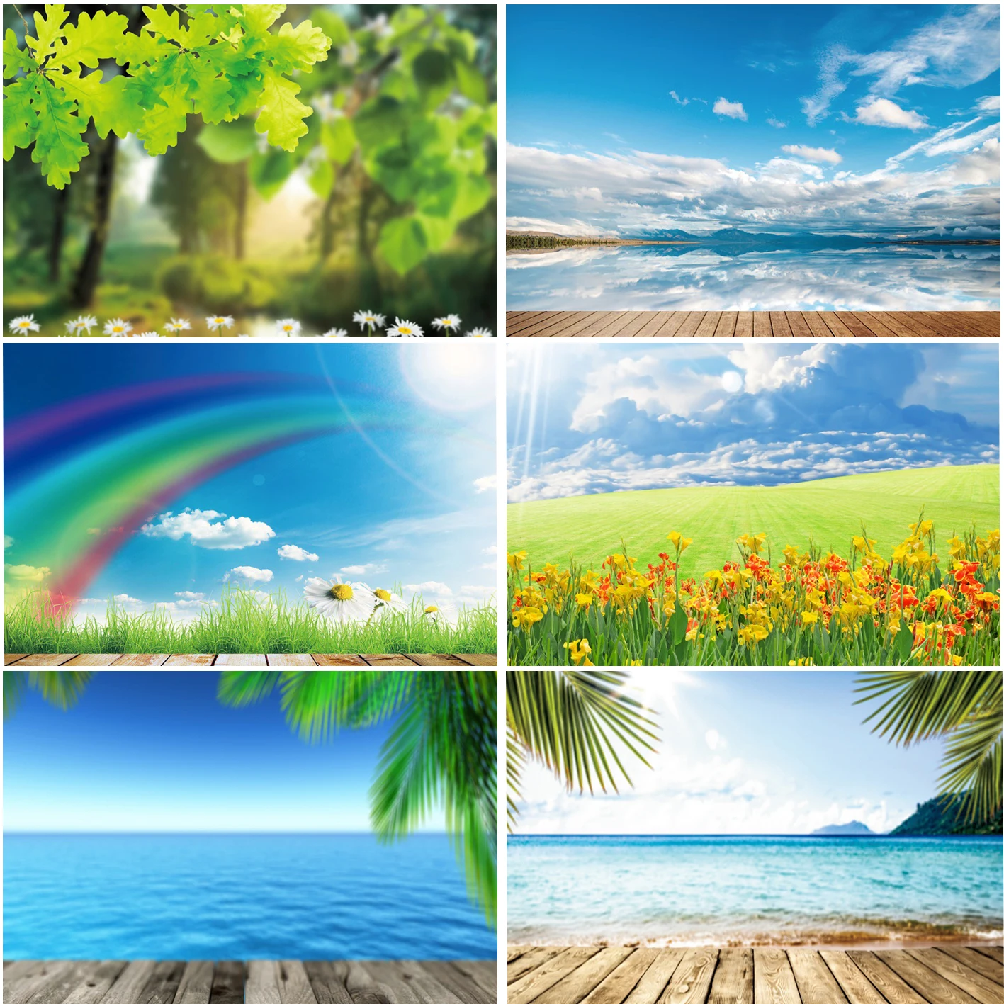 Frühling grün Baum Blätter Holzboden Hintergründe Baby Porträt Fotografie Dekor Fototermin Fotostudio Banner Hintergründe