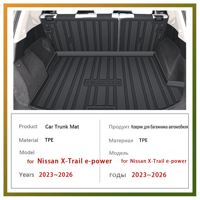 Car Trunk Mats For Nissan X-Trail XTrail X-Trail Rogue e-power T33 2023~2026 Waterproof Boot Pad TPE Cargo Cover Car Acessories