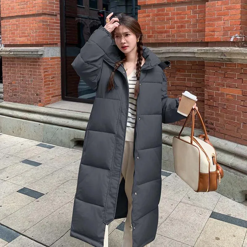 Jacket Women's Long Coat 2026 New Cotton Padded Jacket Female Winter Long Hooded Parkas Loose Thicken Warm Overcoat