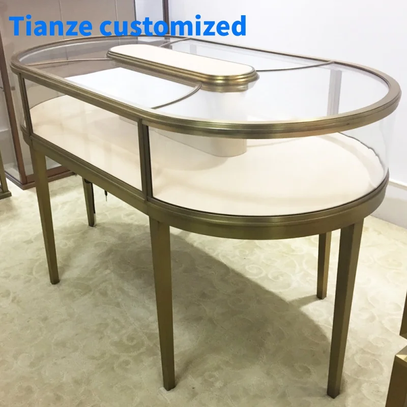 (Customized) Customized Curved Jewelry Display Showcases Oval Jewelry Display Cabinet Jewelry Store Interior Design Decoration F