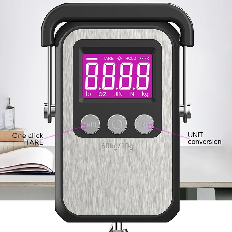 Portable Digital Weight Scale 60kg 10g Electronic Luggage Scale Battery/USB Charging LCD Hanging Hook Scale Weighing Balance - view 2