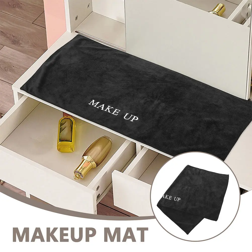 40x100cm Black Vanity Table Mat Fabric Makeup Desk Protector Anti Slip Waterproof Easy Clean Counter Mat for Bedroom