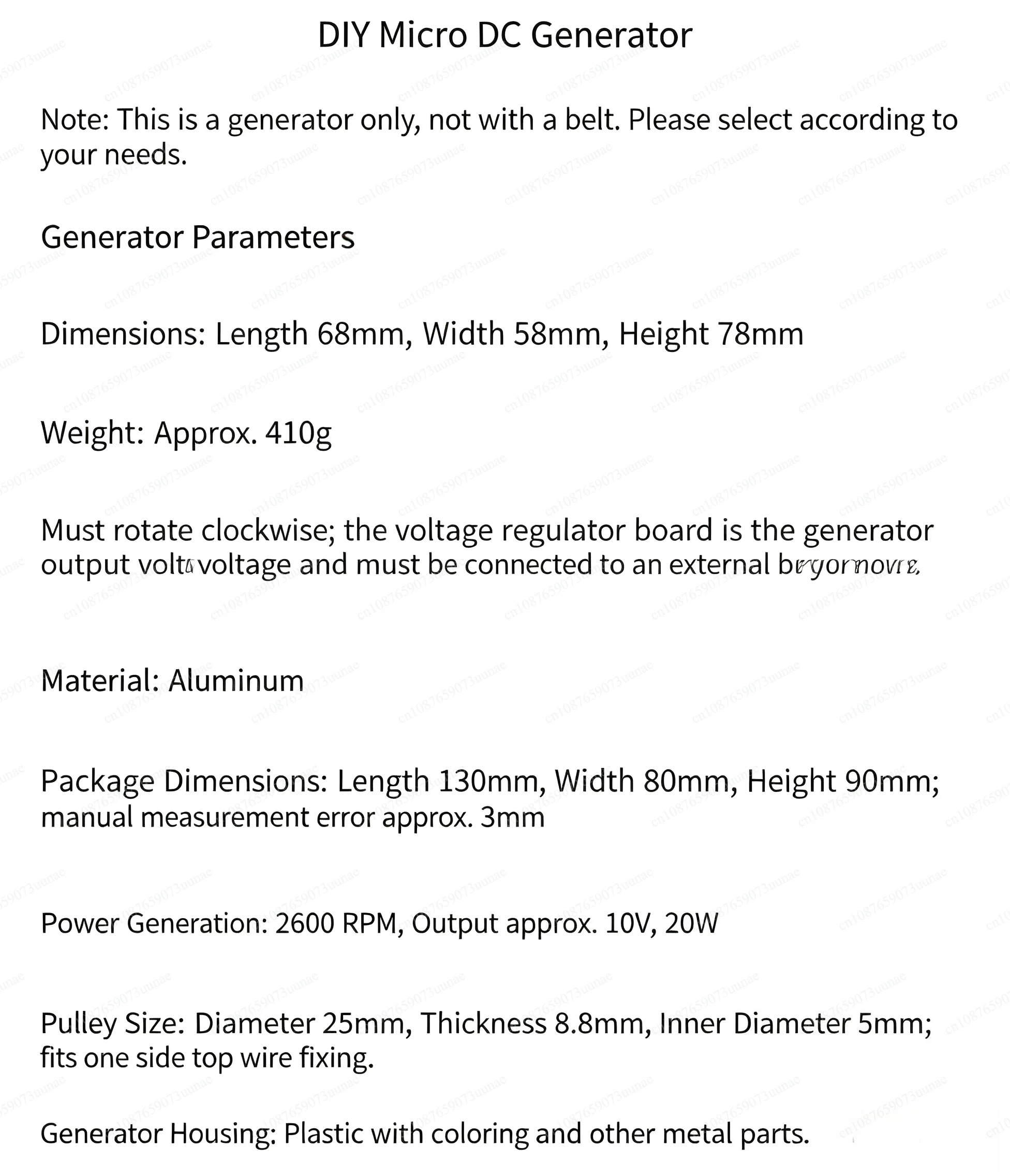 DIY generator motor teaching model kit, pure copper movement, with metal shell and screws, high-power generator accessories