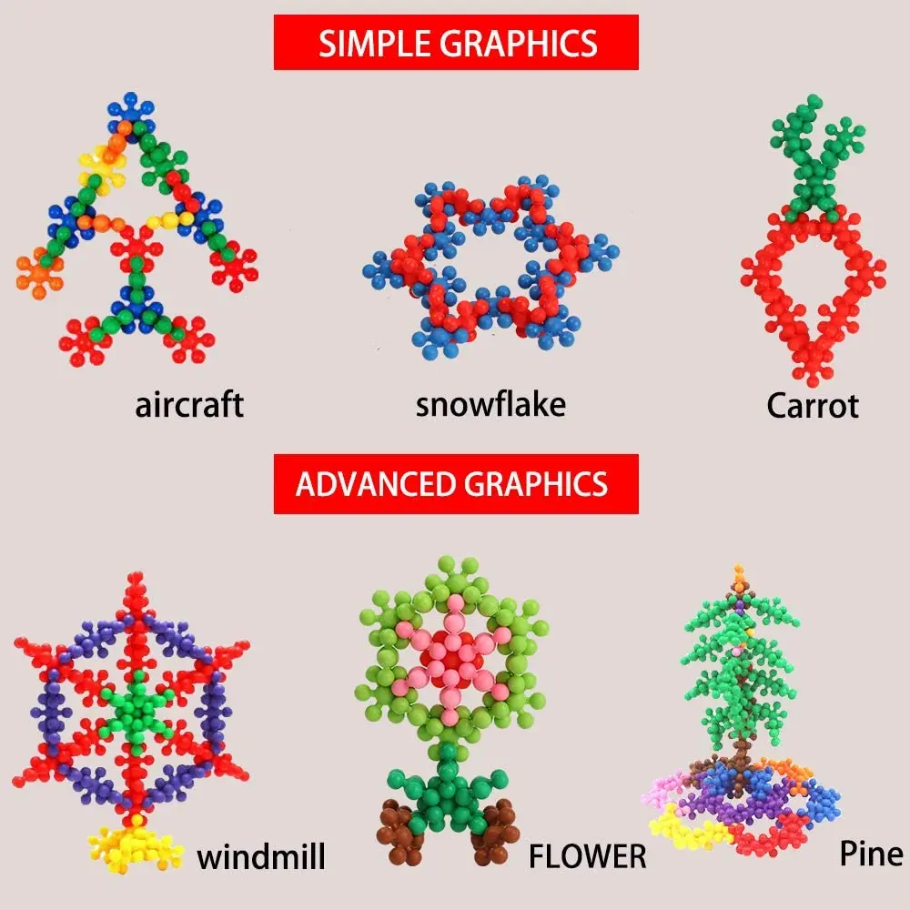 60/400PCS Plum Blossom Building Blocks 3D Bricks Toys Baby Snowflake Building Blocks Toys DIY Educational Blocking Toys Gifts