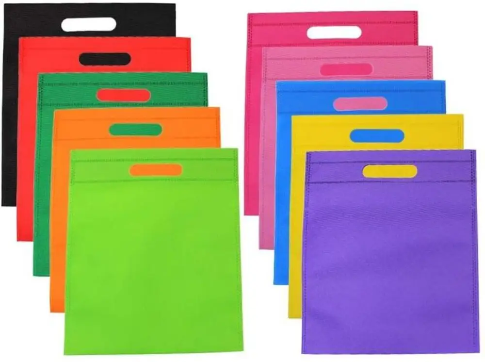 

50 Pcs Retails High Quality Foldable Shopping Bag Women Reusable Fabric Non-woven Tote Bag Pouch Lunch Eco Bag Grocery Shopping