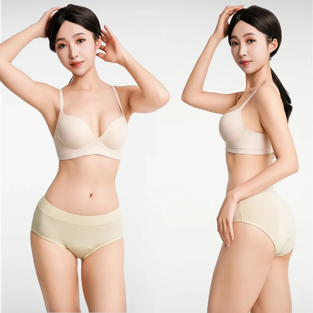 3pcs Menstrual Panties Womens Mid Waist Period Underwear Pant Girls Incontinence Leak-Proof Large Size Maternity Briefs 40-100kg