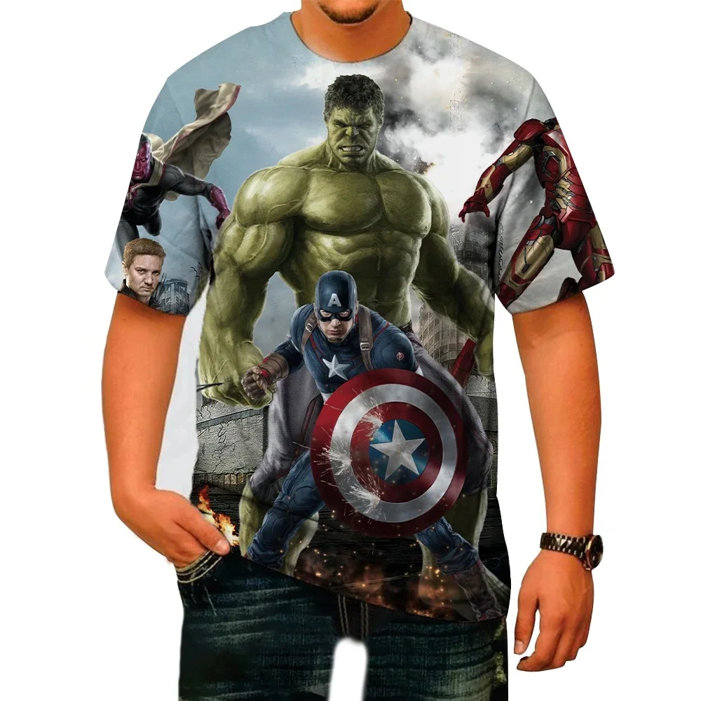 Avengers Men's T-shirt Iron Man Short Sleeve Spiderman 3D Printed Men's T-shirt New Men's Wear Summer Fashion Men's Clothing