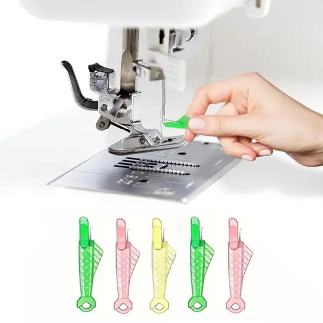5pcs Random Colors, Fish Type Sewing Machine Needle Threader, Easy Automatic Sewing Needle Threader,Simple Needle Threader Tool