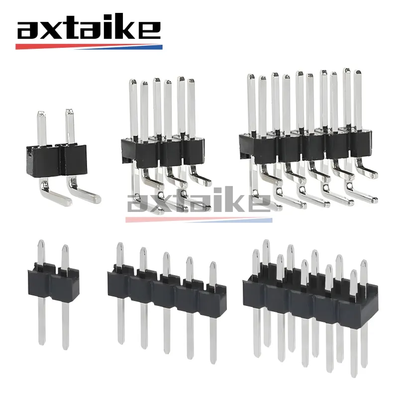 20PCS 2Pin to 40Pin Male Pin Header 2.54mm Single / Double Row Straight / Bent Foot Connector 3Pin 4Pin 6Pin 8Pin 10Pin 20Pin