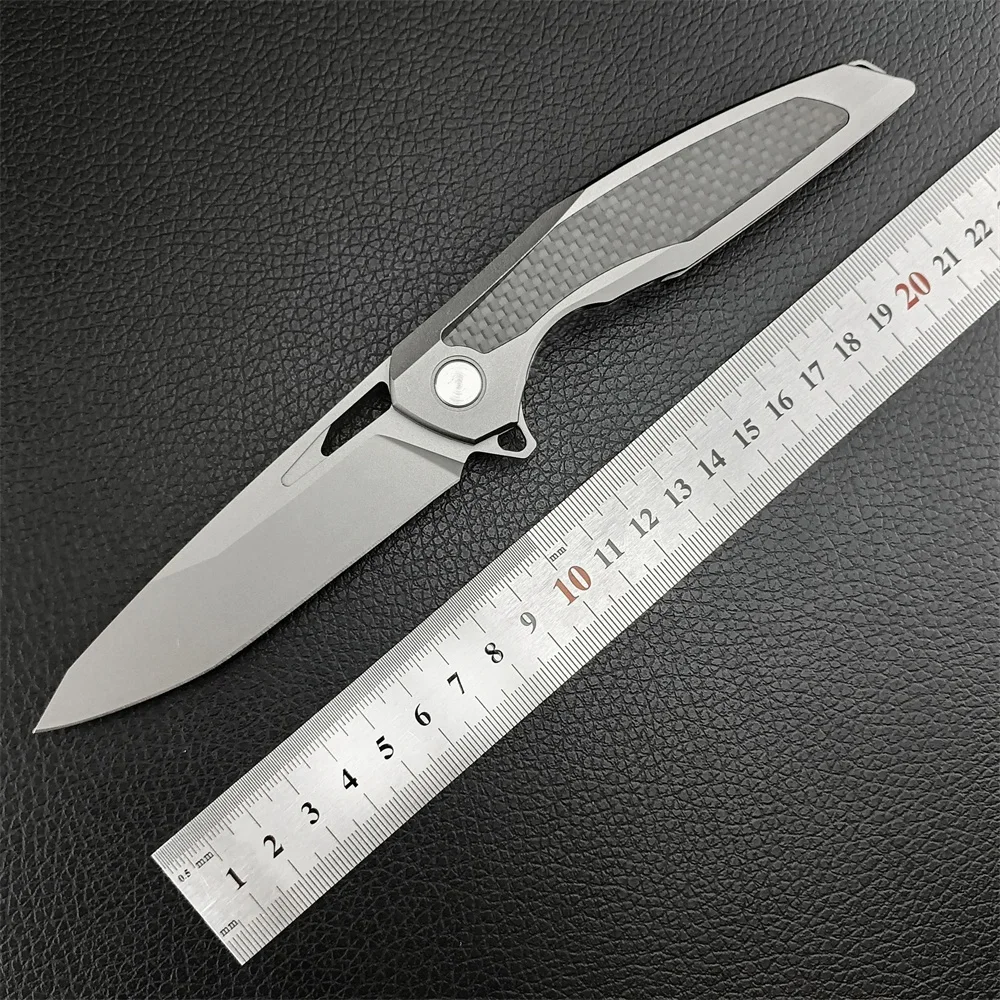 Russian F95NL Edition Bearing Flipper Folding Pocket Knife D2 Blade 420 Steel Carbon Fiber Handle Outdoor Camping Hunting Tool