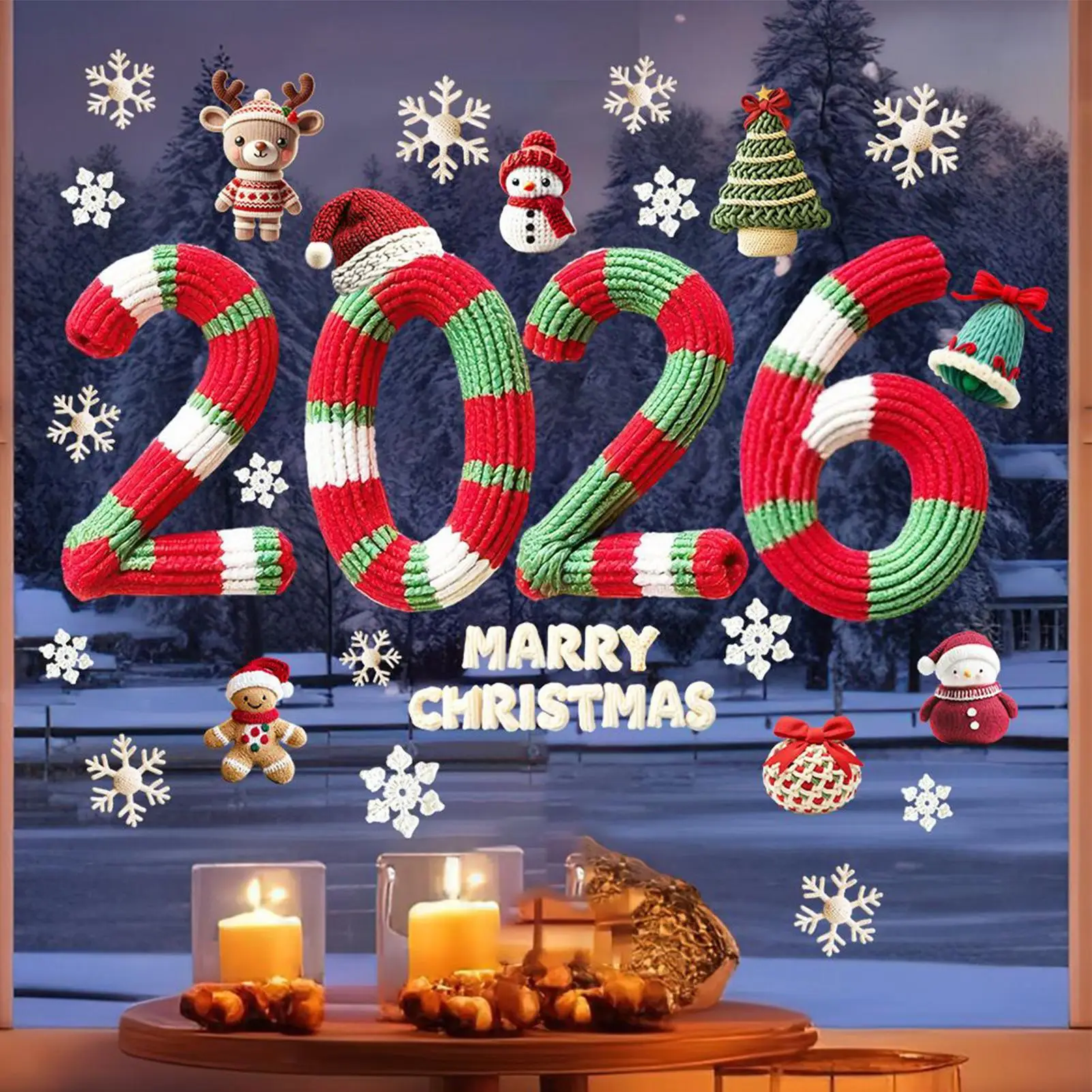 

Christmas Window Stickers PVC Static 2026 Number Stickers Festival Elements Home Decor for Festival Indoor Wall Showcase School