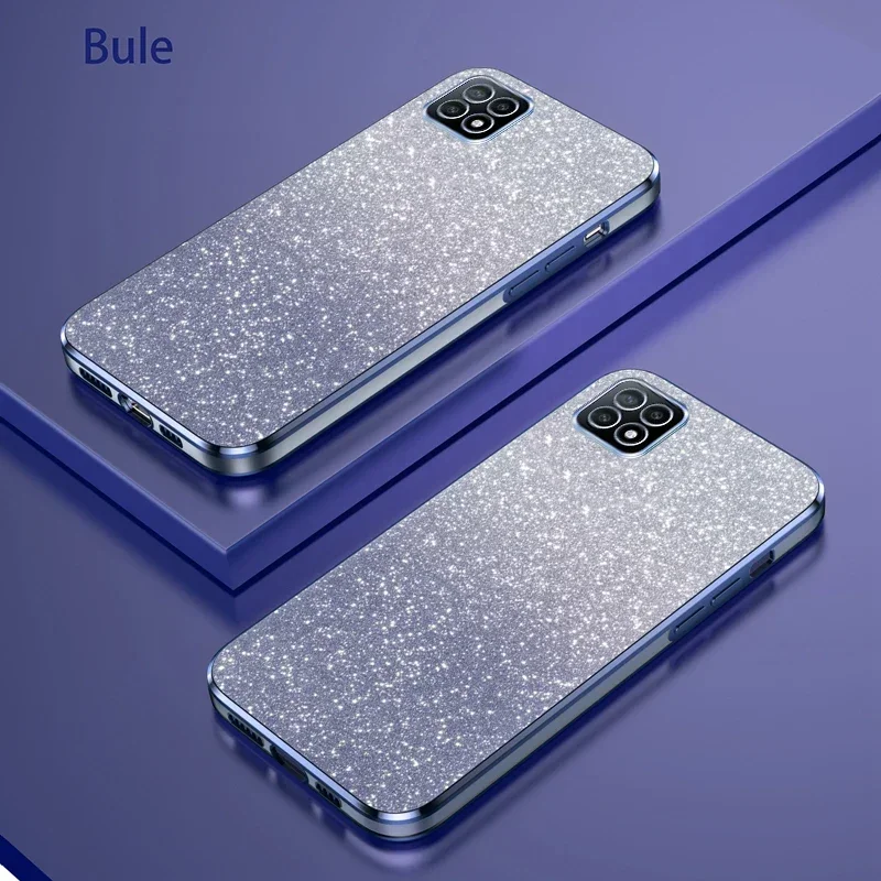 Funda de teléfono para OPPO A72 5G, carcasa trasera de silicona chapada en purpurina degradada de lujo, Oppo A73 5G, oppo CPH2161 PDYM20 PDYT20