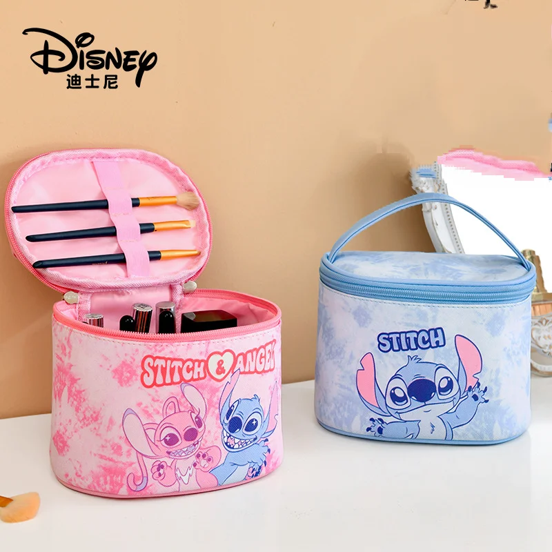 

Двусторонняя круглая косметичка Disney Lilo & Stitch Angel с держателем для кистей, милый подарок