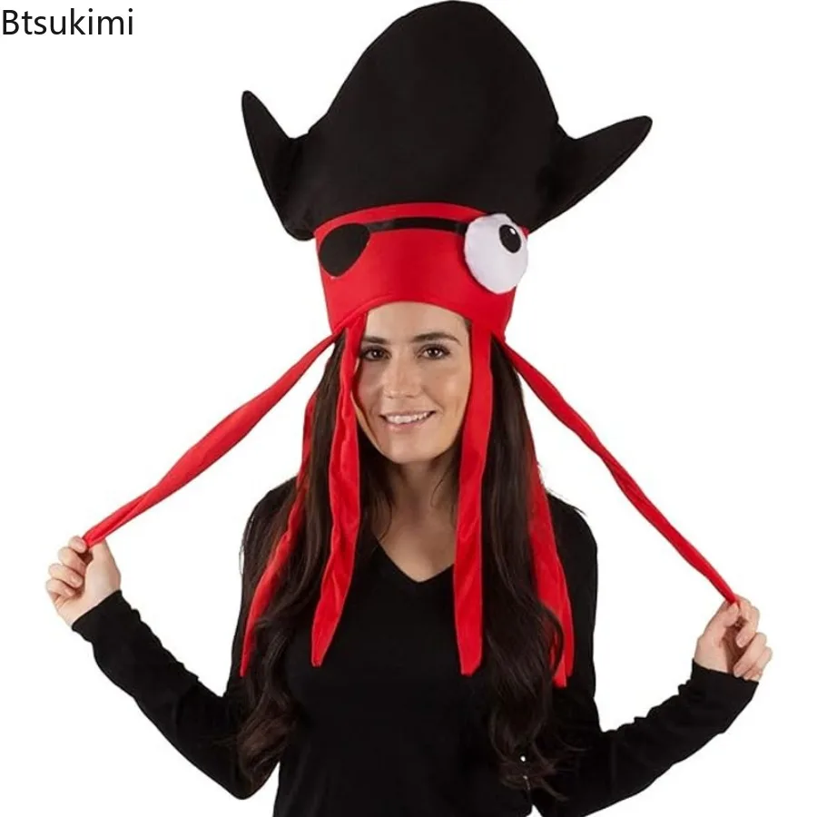 Adult Funny Octopus Pirate Hat Ocean Animal Headwear Halloween Cosplay Headpiece Carnival Theme Party Stage Dress‑up Accessory