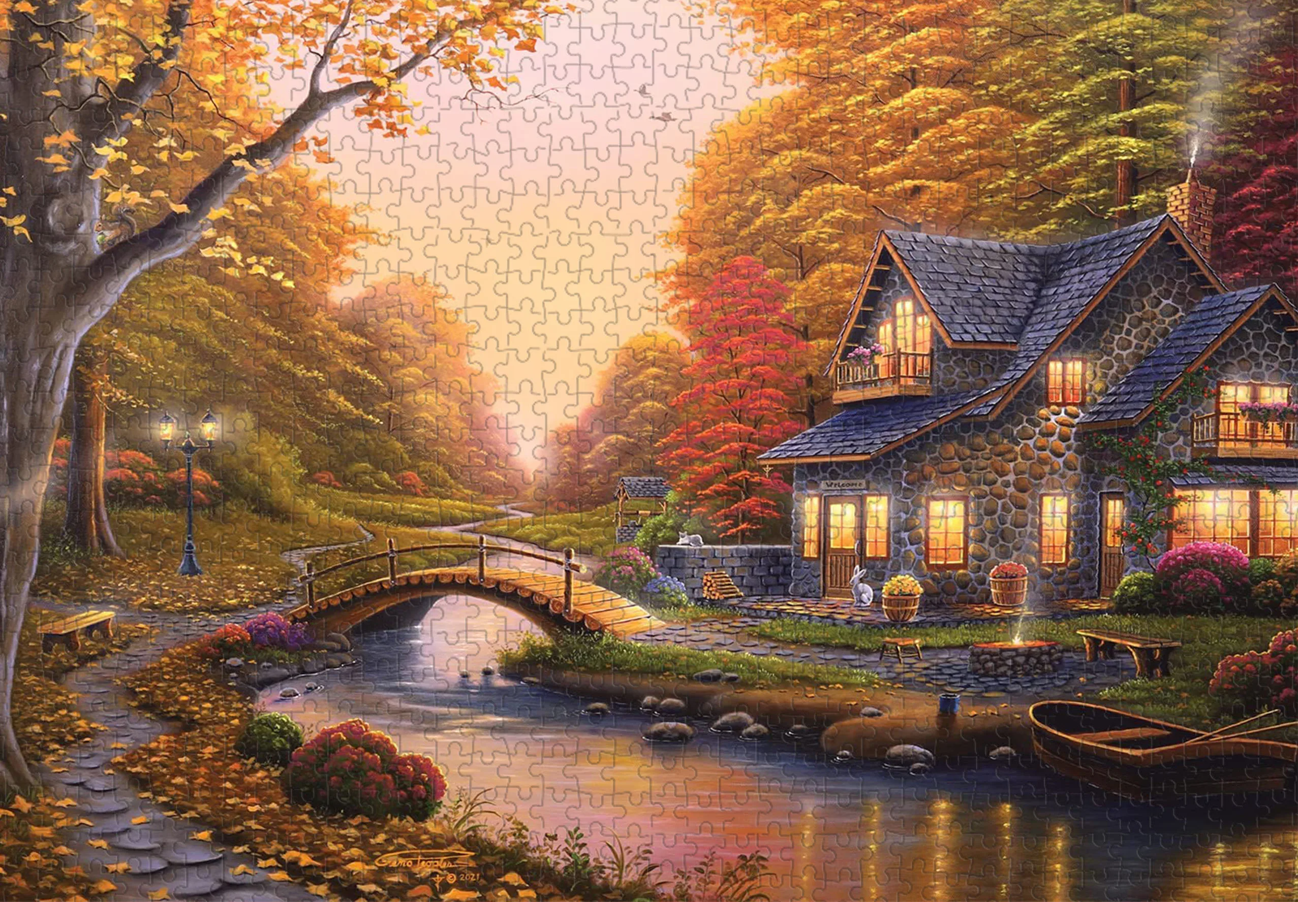 

Quiet hut wooden puzzle 500 pieces ersion jigsaw puzzle adult children's educational toys