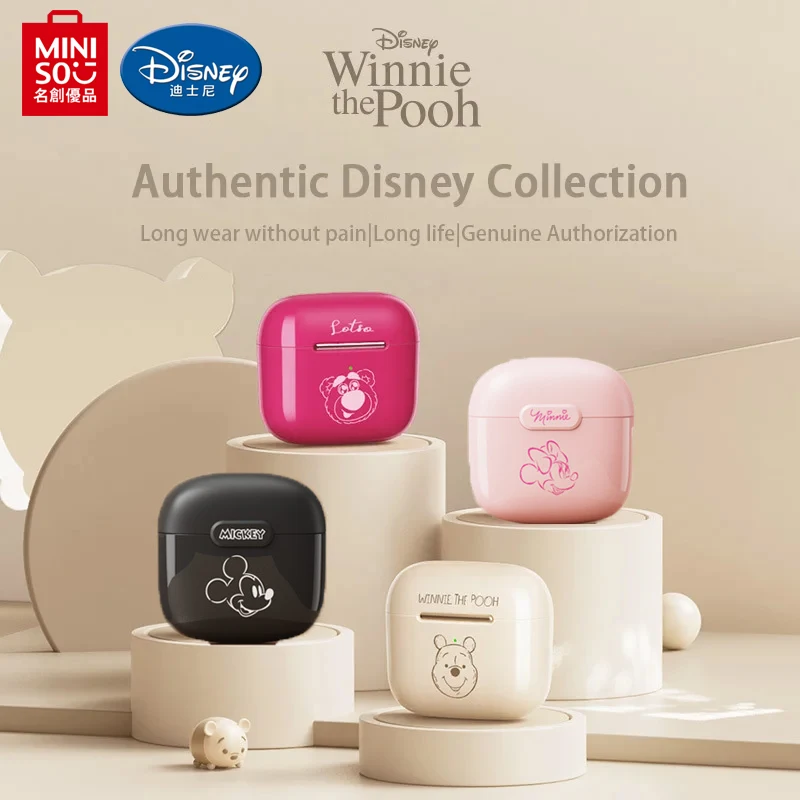 

MINISO Disney C01 Series Mickey Minnie Winnie the Pooh Bear New Bluetooth Wireless Semi-In-Ear Sports Music Bluetooth Headset