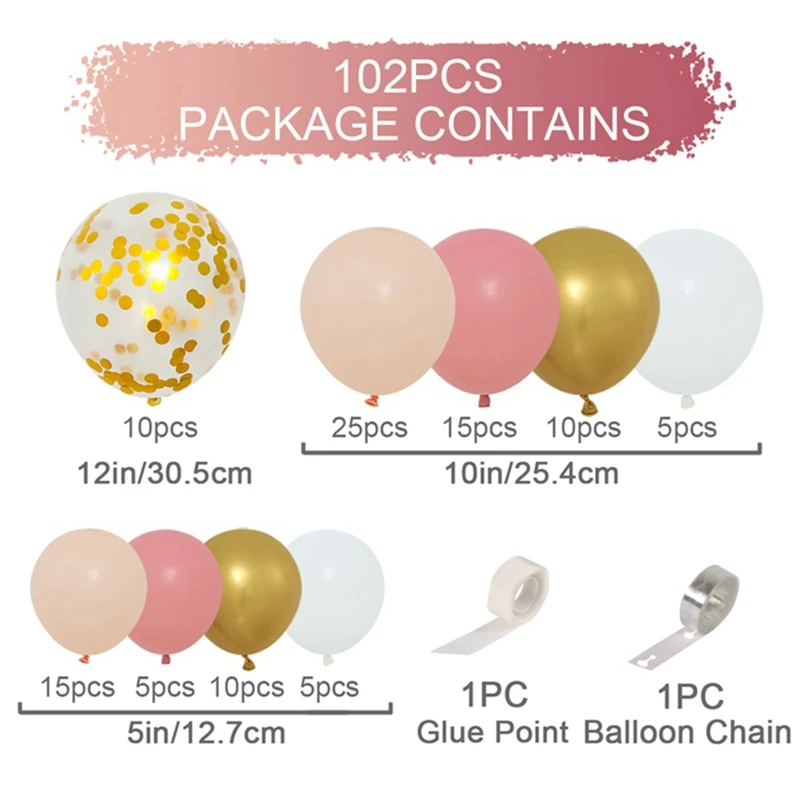 Tender Pink Gold Balloon Garland Arch Kit Wedding Birthday Party Decoration Adult Kids Baby Shower Decor Ballon Wedding Supplies