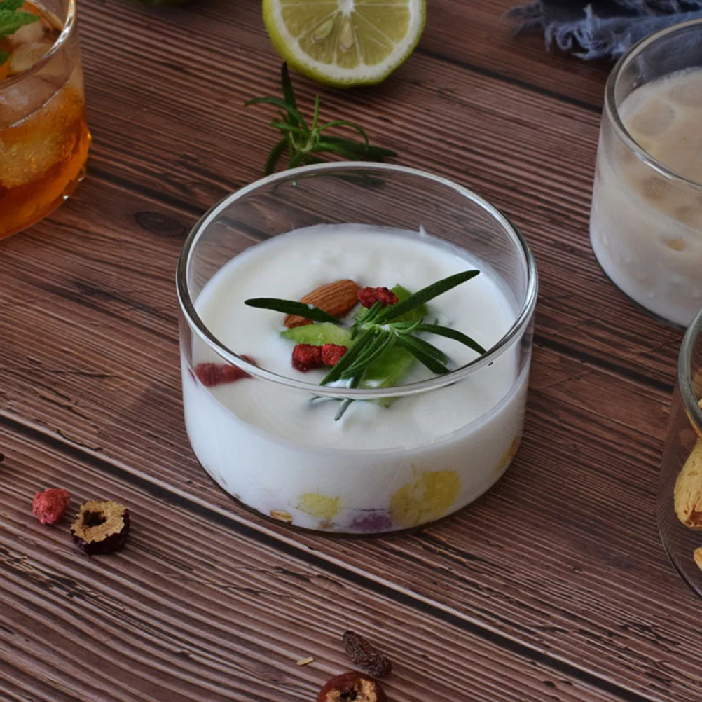 

2 Pcs Clear Dessert Cup Cups for Kitchen Yogurt with Lid Ice Cream Pudding Round