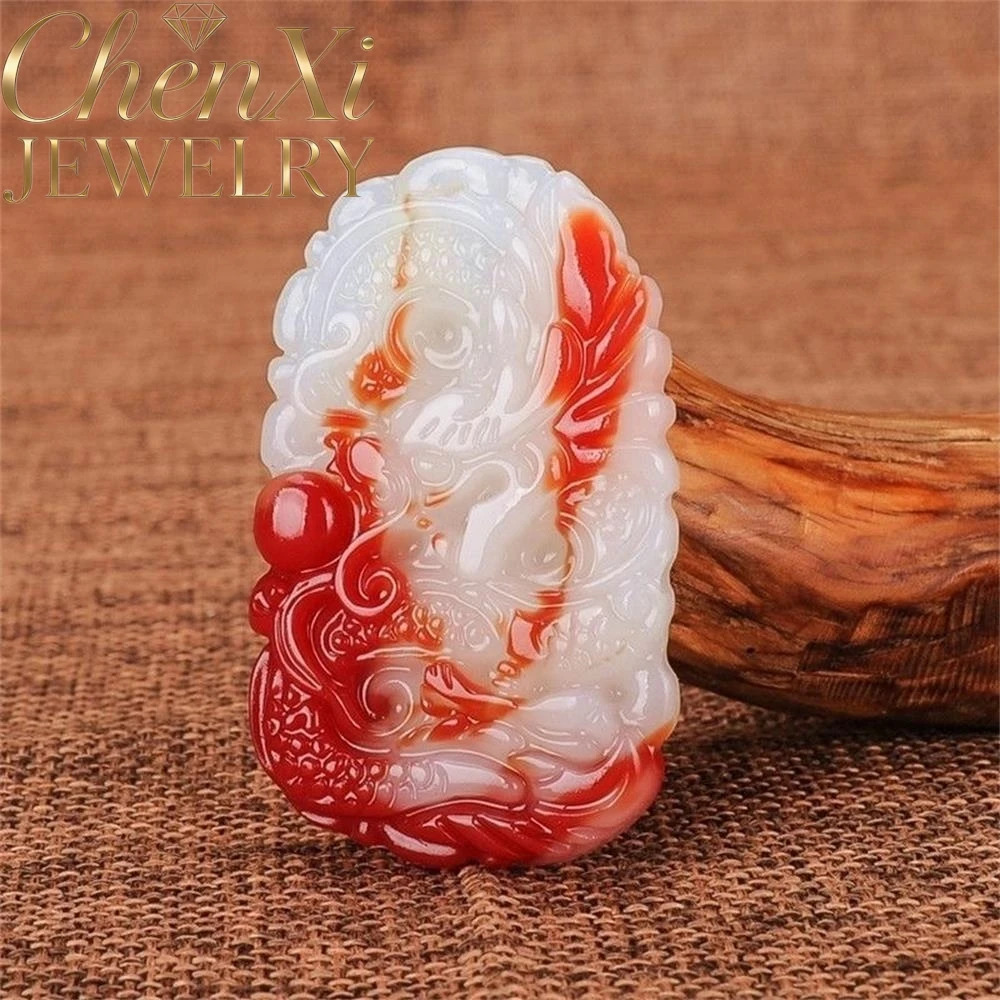 

High-End Natural Hetian Blood Jade Zodiac Dragon Pendant Luxury Quality Fashion Fine Jewelry Exquisite Elegant Charms Young Gift