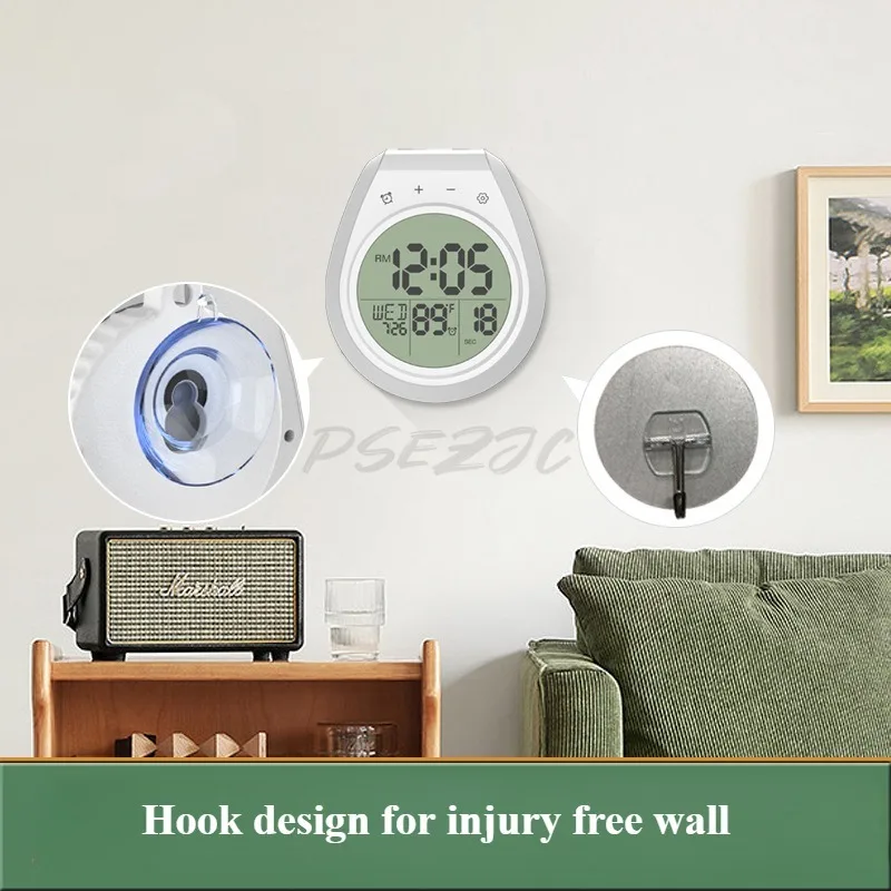 Clock Kitchen Timing Alarm Clock Bathroom Waterproof and Anti Fog Temperature Suction Cup Clock Waterproof Bathroom Wall Mounted