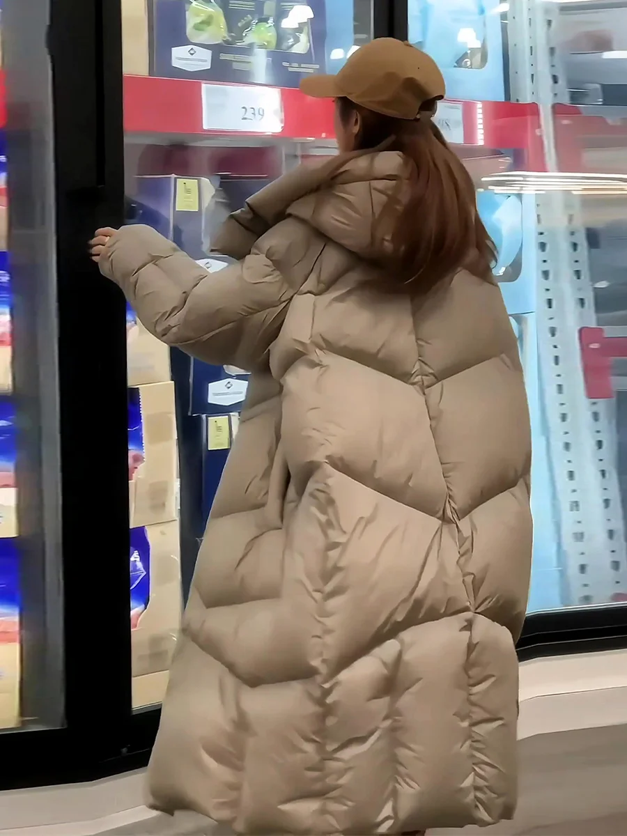 

Женское длинное белое пуховое пальто выше колена, утепленное, свободного кроя, повседневное, зимнее, верхняя одежда