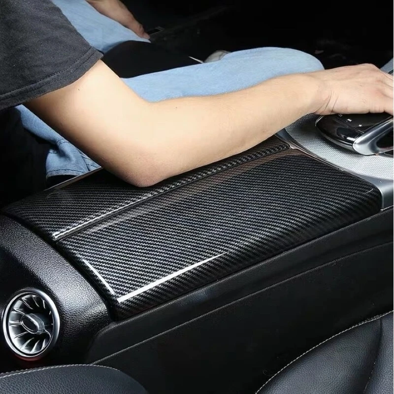 Car Center Armrest Box Trim Cover For Mercedes-Benz C E Class W213 W205 X253 Carbon Fiber Auto Interior Decoration Accessories