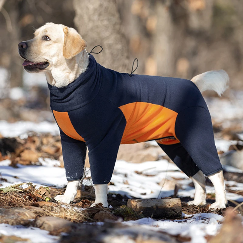 Winter Overalls for Dogs Back Zipper Warm Fleece Dog Jumpsuit Adjustable Windproof Dog Clothes Pet Coat for Male Female Dogs