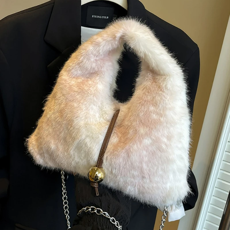 شتاء جديد رقيق حقيبة كروسبودي المرأة موضة سعة كبيرة حقيبة كتف سلسلة تحت الإبط محفظة الملمس وحقيبة مستحضرات التجميل بسيطة