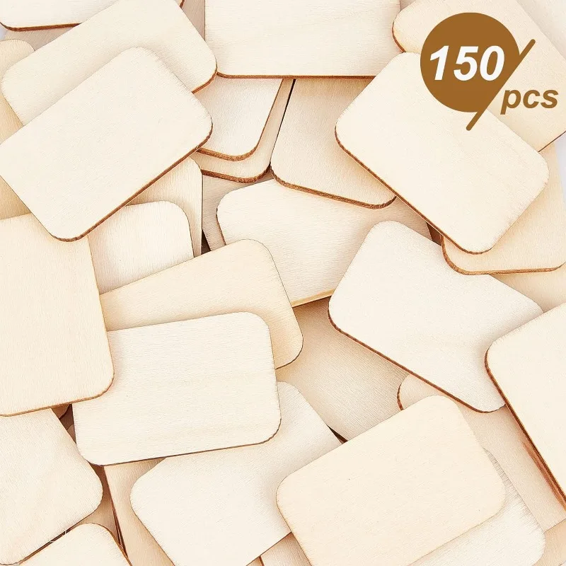 150 Pcs Rectangle Unfinished Wood Pieces 1.3x1.9\