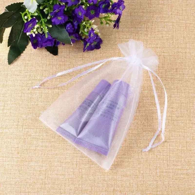 100PCS Sheer Organza Bags, White Wedding Favor Bags with Drawstring, 4x6 inches Jewelry Gift Bags