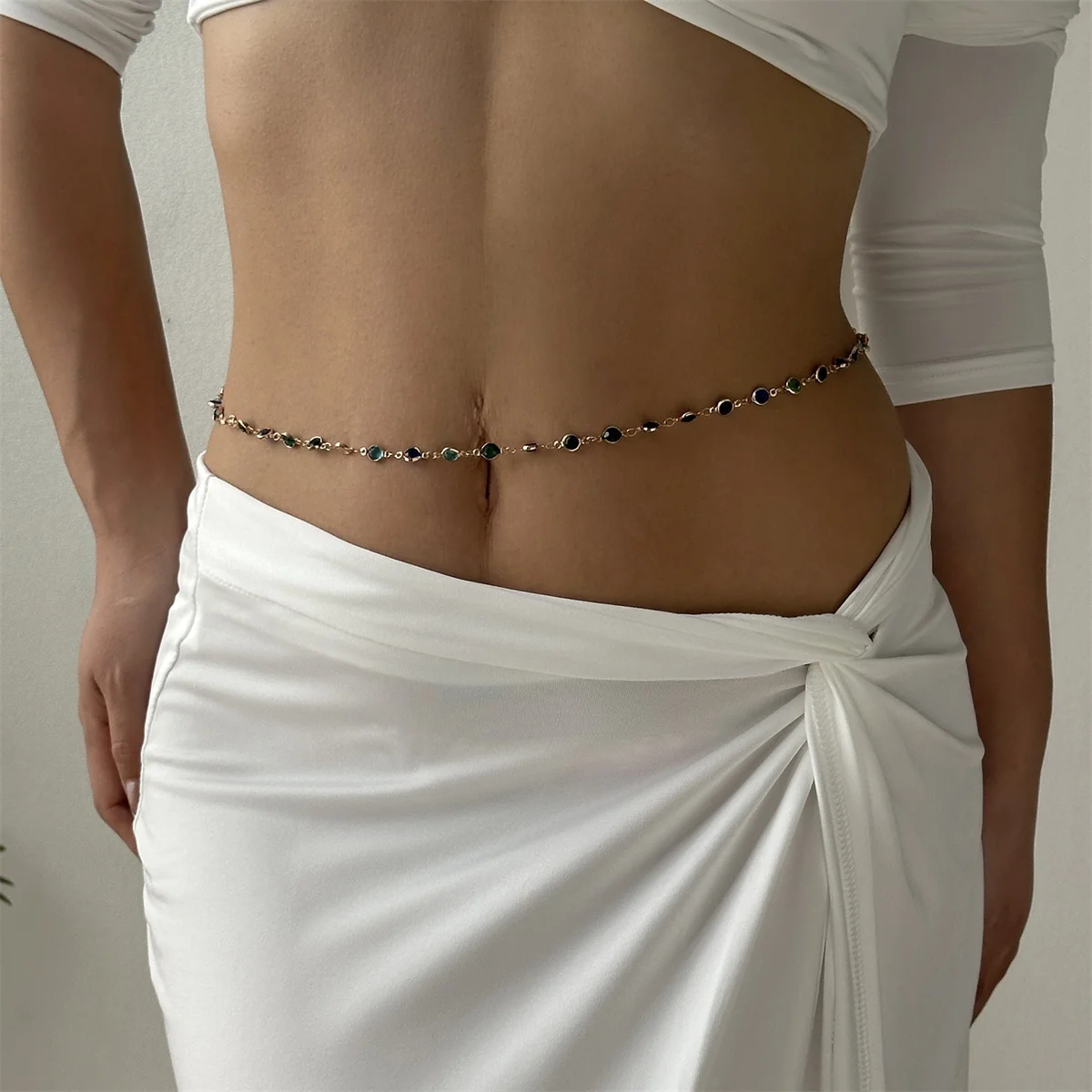 HipHop Doppelschichten Bauchketten für Frauen Y2K Gold Farbe Strand Bikini Taille Körperkette Schmuck Eleganz Vielseitiges Zubehör