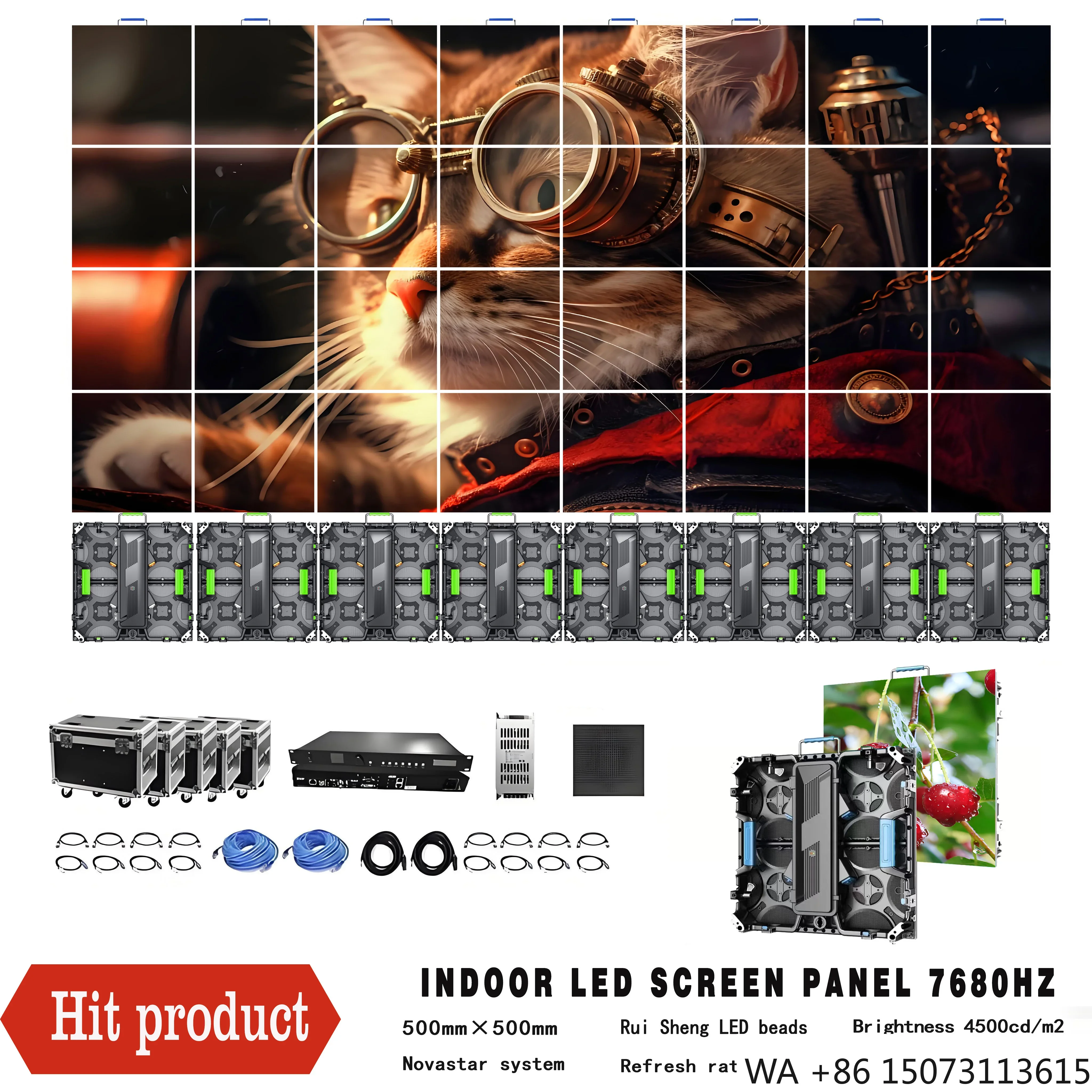 

Indoor 4x3m LED Video Wall P1.95 Complete System for Conference Rooms & Stage Backgrounds