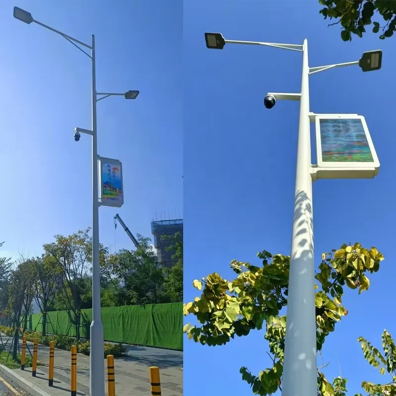 for Smart City Equipment Solar Powered 5M 7M 8M 9M Lamp Poles with Digital Billboard Advertising Screen