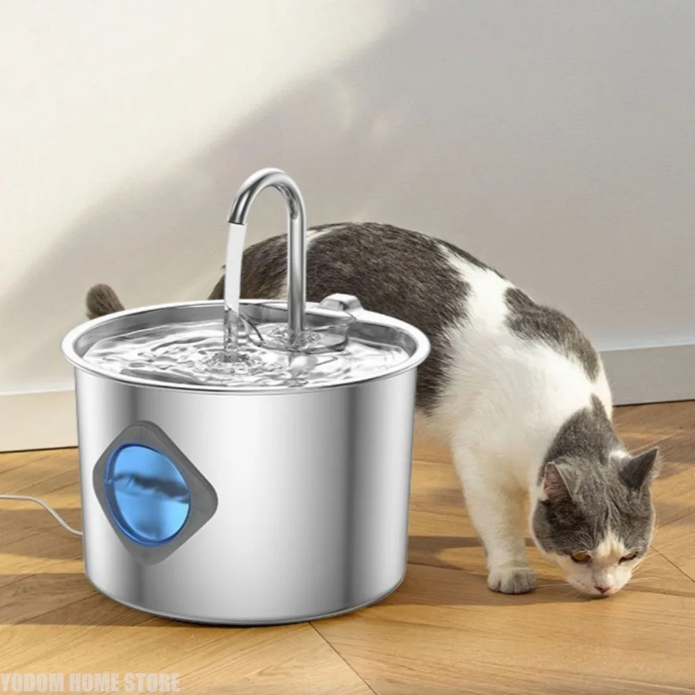 

Smart Sensor Pet Water Fountain for Cats Dogs, Wireless Charging Stainless Steel Water Bowl Dispenser